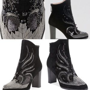 Donald j pliner black suede Embellished quiva boot